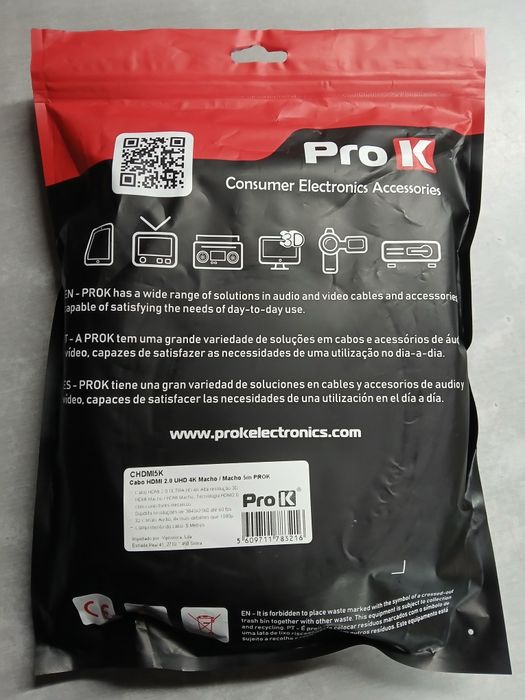 Cabo HDMI 5m Pro K - Alta Qualidade, dourado, fichas metálicas - NOVO!