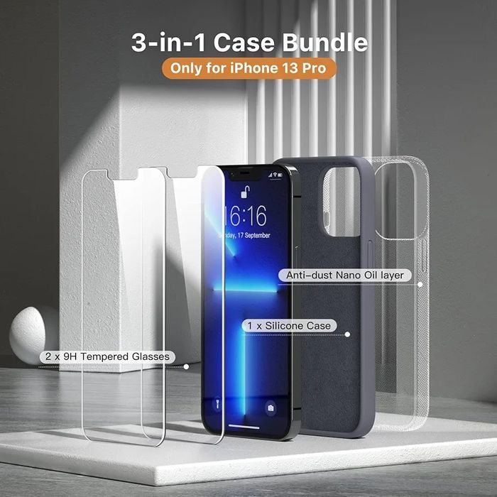 Etui case + szkło hartowane iPhone 13 pro Jasbon B985