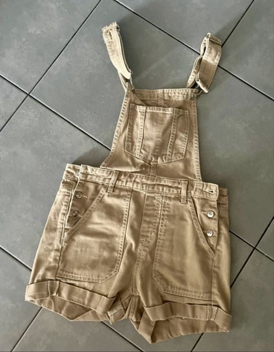 Ogrodniczki hm beżowe szelki jeansowe