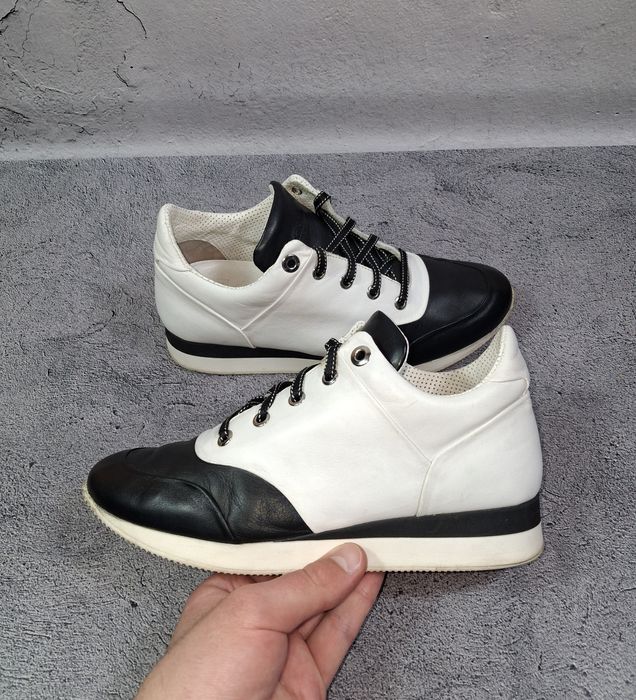 Кроссовки Max Mara женские ботинки кожаные чёрные и белые