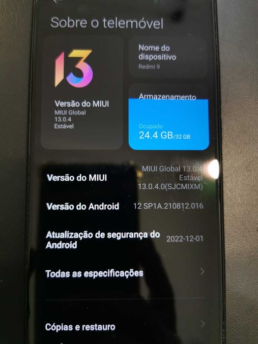 Telemóvel Xiaomi Redmi 9