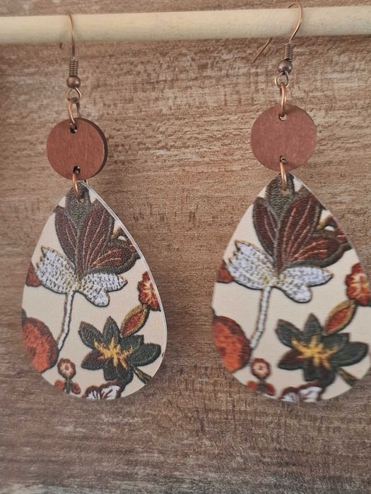 Kolczyki ze skóry ekologicznej,wiszące  łezki,retro,boho