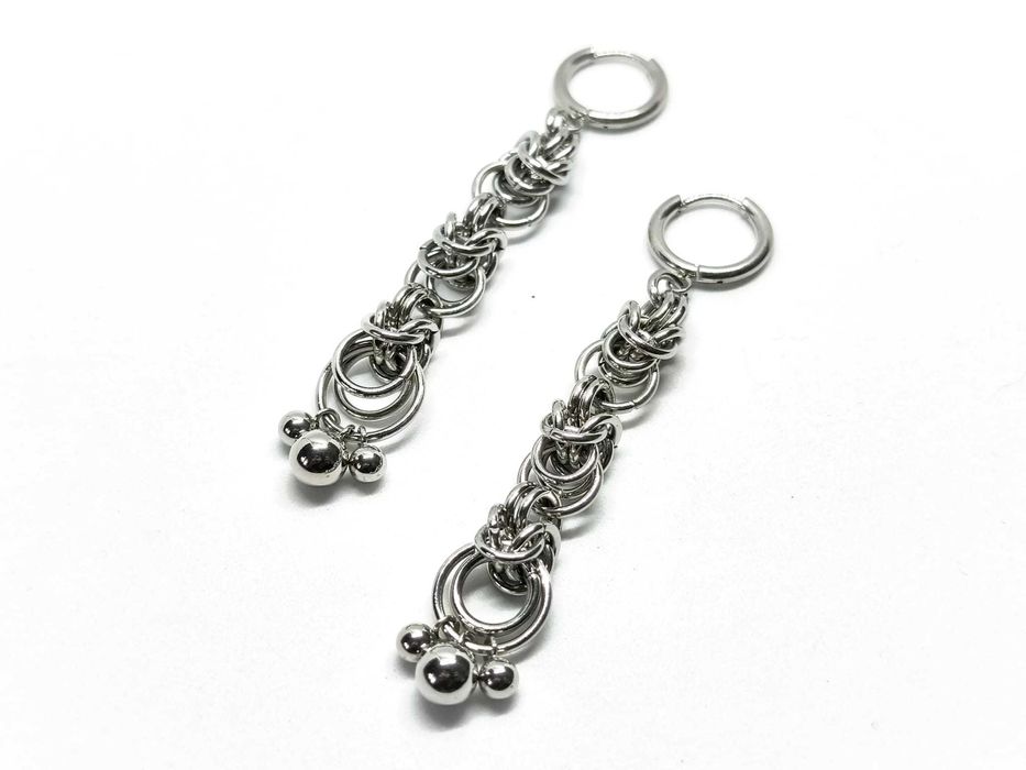 Kolczyki wiszące chainmaille stal chirurgiczna wodoodporne eleganckie
