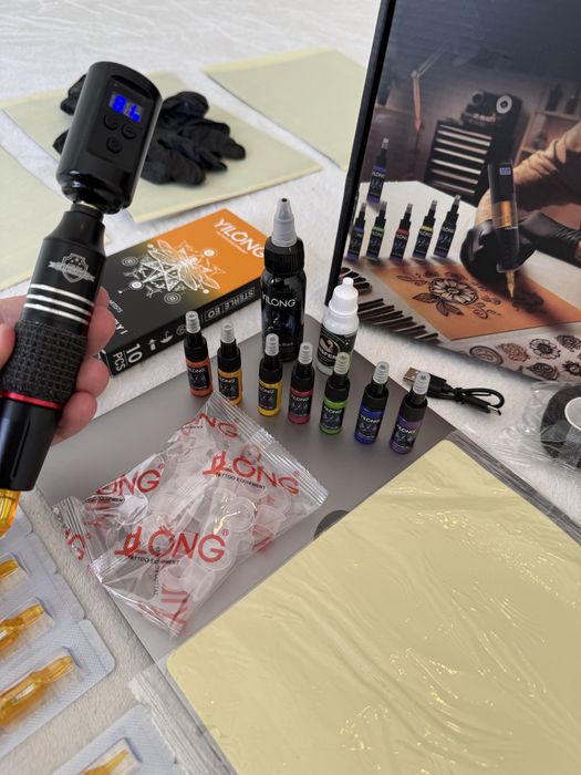 Kit Tatuagem Sem Fios COMPLETO Máquina Pen, Pele Treino/Fácil Utilizar