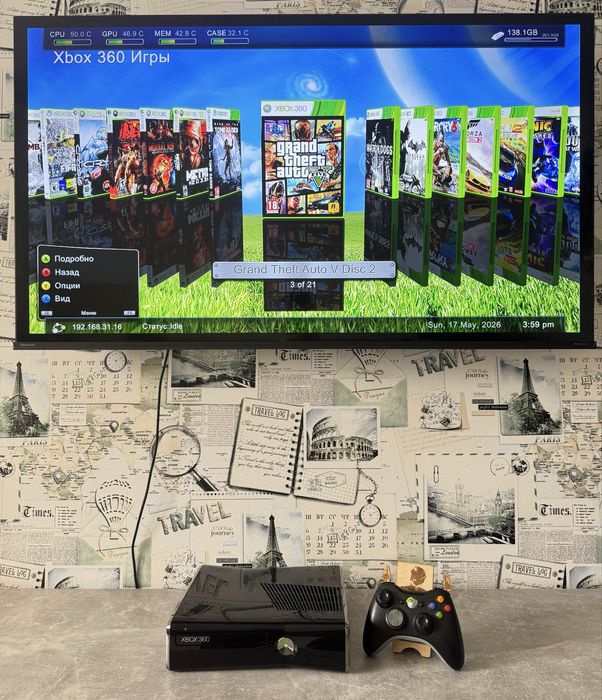 Xbox 360 Slim 320GB | Freeboot + LT 3.0 | 2 геймпади | GTA 5, FIFA, Mortal Kombat