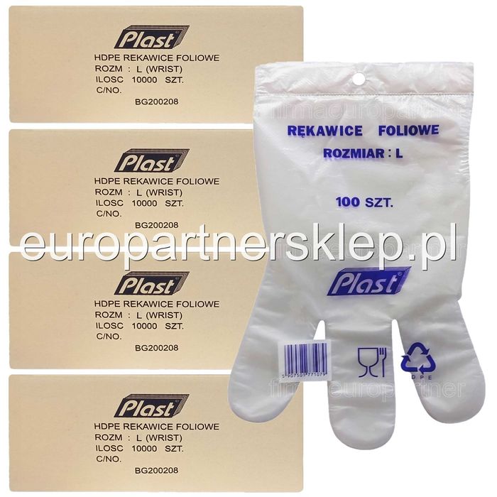 Rękawice foliowe Rękawiczki jednorazowe Plast zrywki 400 opak rozm. L'