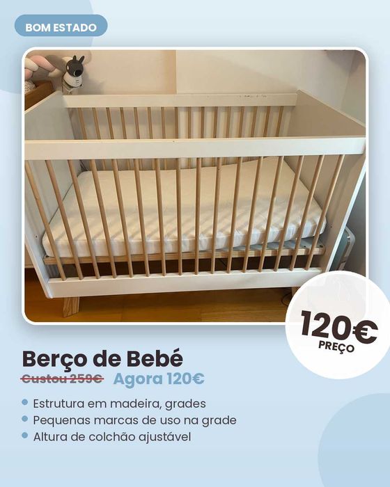 Berço de bebé (grades) — bom estado
