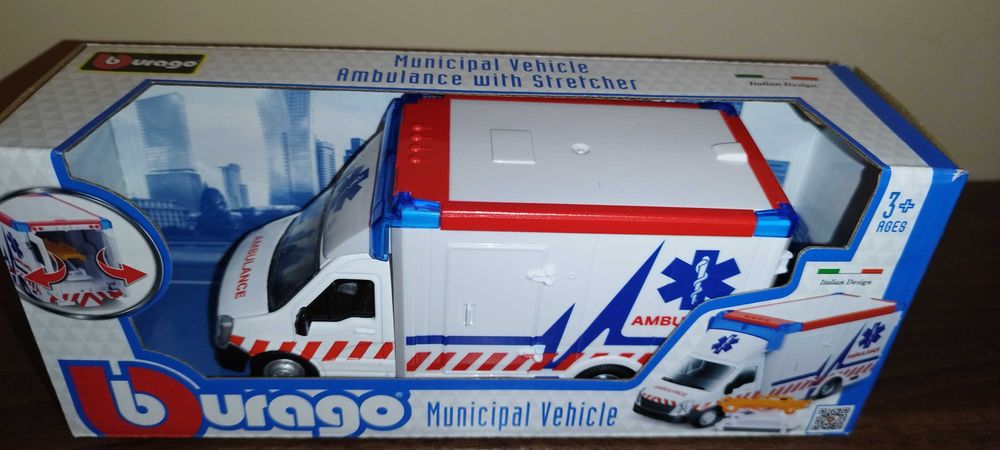 Bburago Municipal VEHICLES Ambulance With STRETCHER Burago.