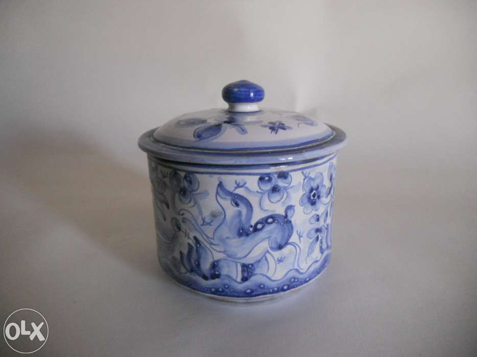 Natal - Antiguidade - Caixa de chá faiança Coimbra (vintage)