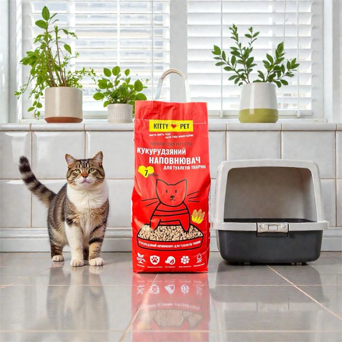 Кукурудзяний наповнювач для туалетів тварин Kitty Pet. Можливий опт