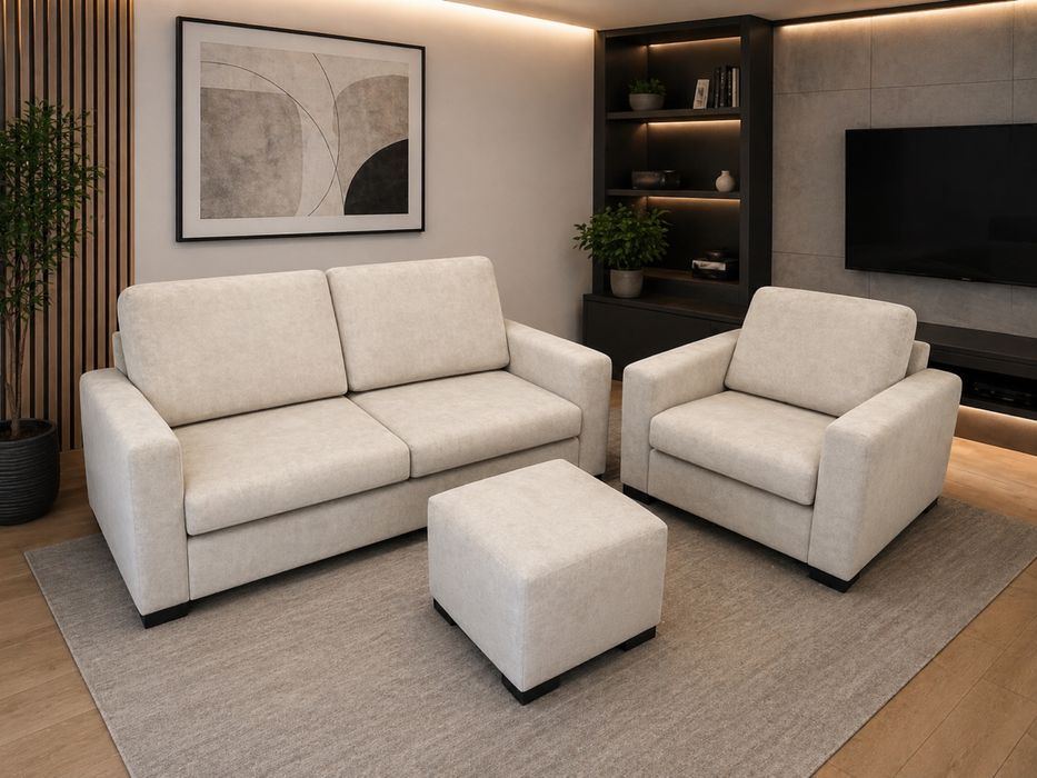 Komplet do salonu Sofa 2 z funcja spania Fotel i Pufa
