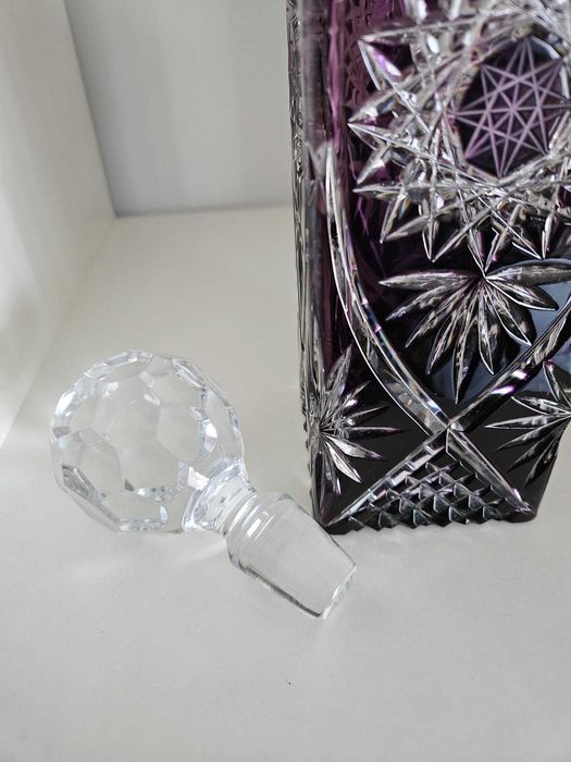 Garrafa licoreira em Cristal double lapidado * lilás * roxa
