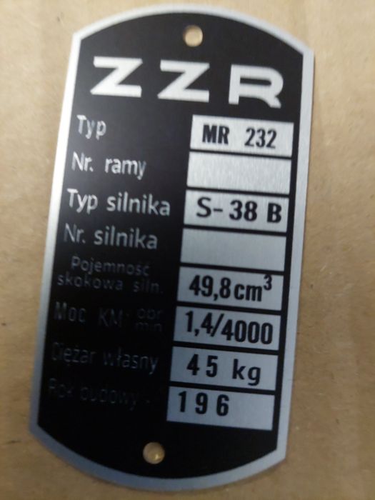 Tabliczka jak oryginal rama główka romet komar 2330/2350