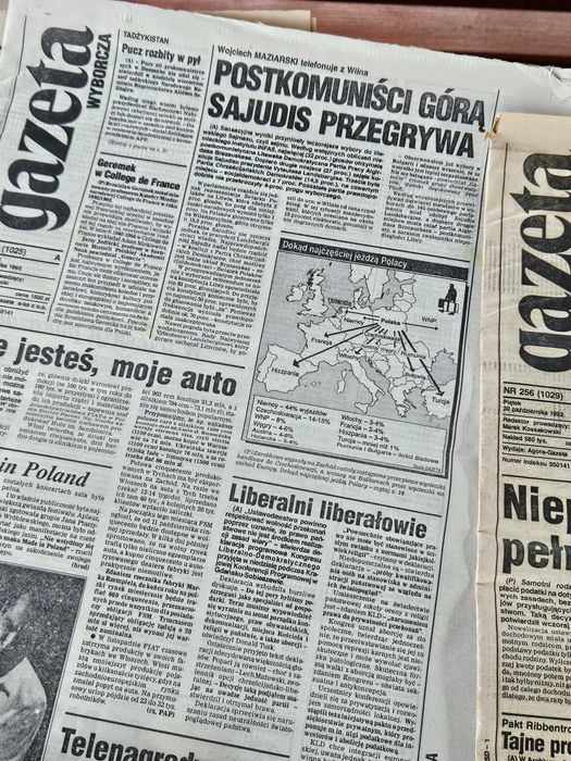 Oryginalne gazety z 1992 roku – Gazeta Wyborcza i Lokalna – unikat