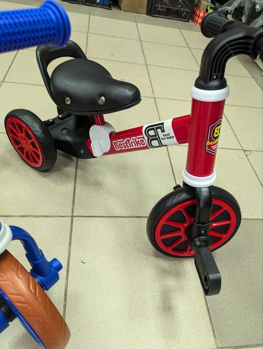 Велосипед 3-х колесный 2в1, велобег, металлическая рама