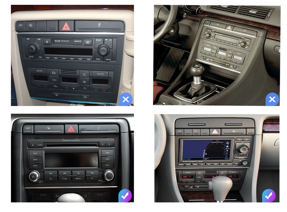 Rádio 2din Android Audi A4 B7 B8 B9 S4 Carplay GPS wifi BT Canbus