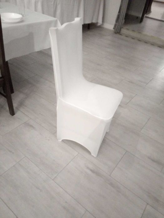 Białe pokrowce elastyczne na krzesła, Komunia, wesele - SUPER OFERTA!