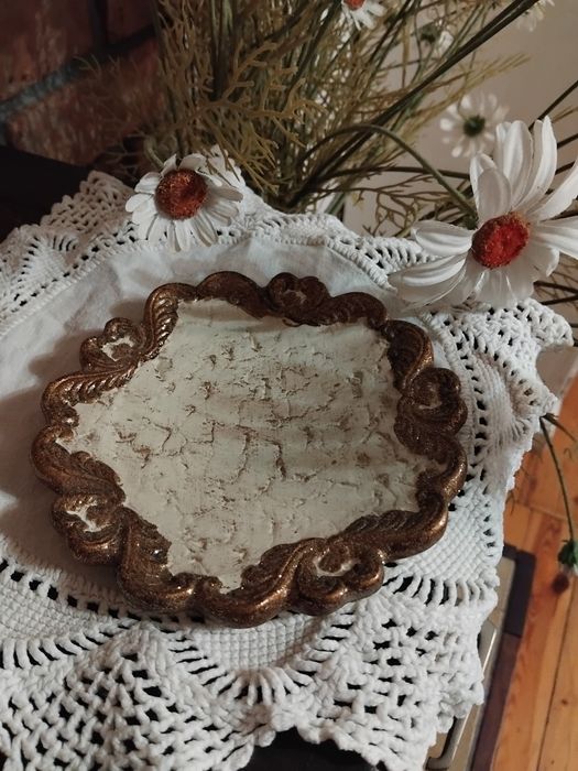 Piekna patera taca azurowa pozlacana