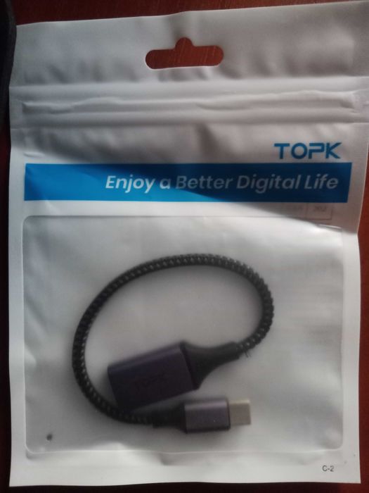 Data-кабель Topk Type-C to USB-A(мама), переходник JEYI USB 3.2 c OTG