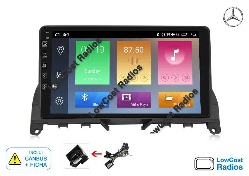 Auto Rádio GPS ANDROID Mercedes Benz Class C W204 - Wifi BT + CANBUS | CARPLAY • ANDROID AUTO