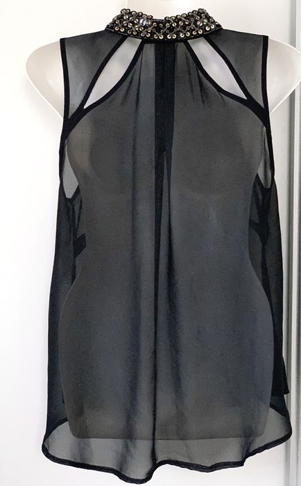 Przezroczysta bluzeczka z cekinowym kołnierzem Atmosphere S