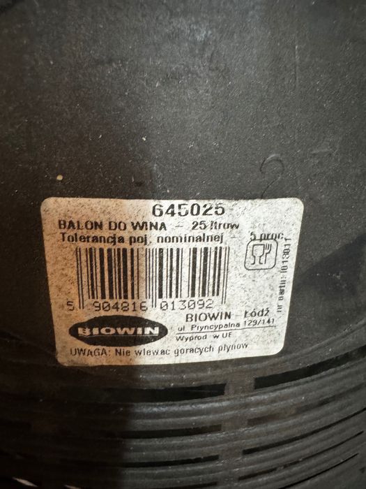 Balon na wino 25 litrów biowin