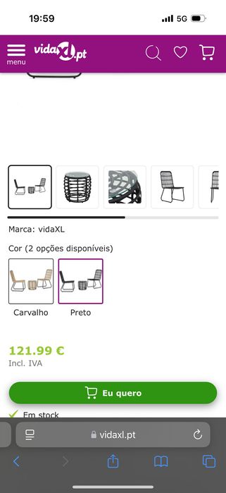 Conjunto de 2 cadeiras pretas e uma pequena mesa para terraço /varanda