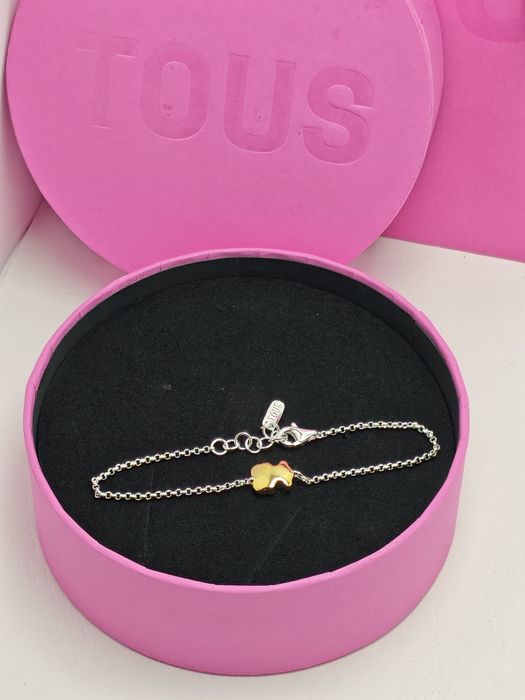 Bransoletka z misiem srebro i żółte srebro vermeil 925