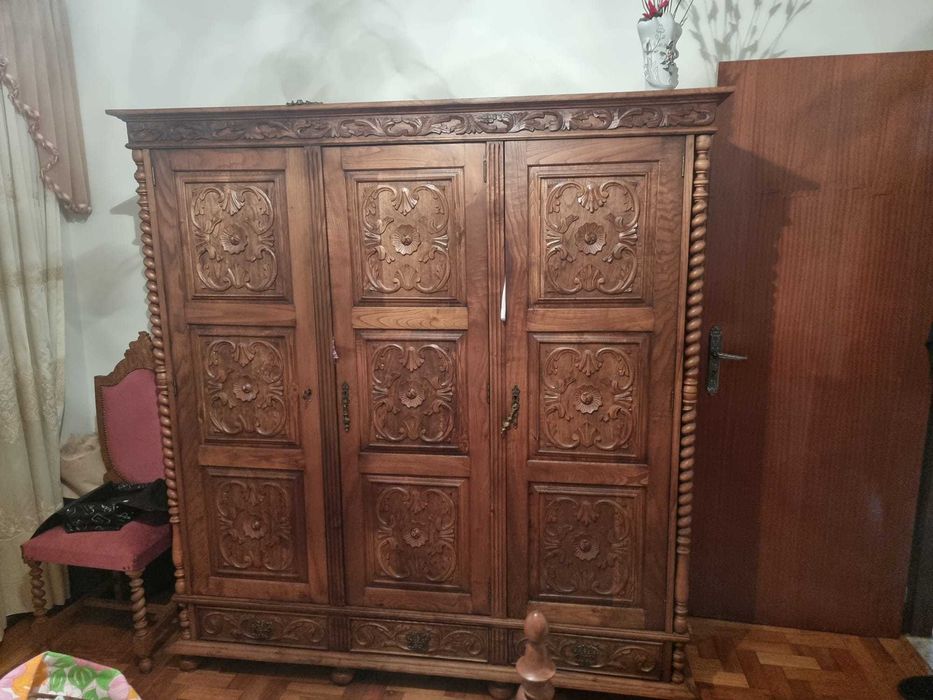 Quarto antigo completo madeira carvalho