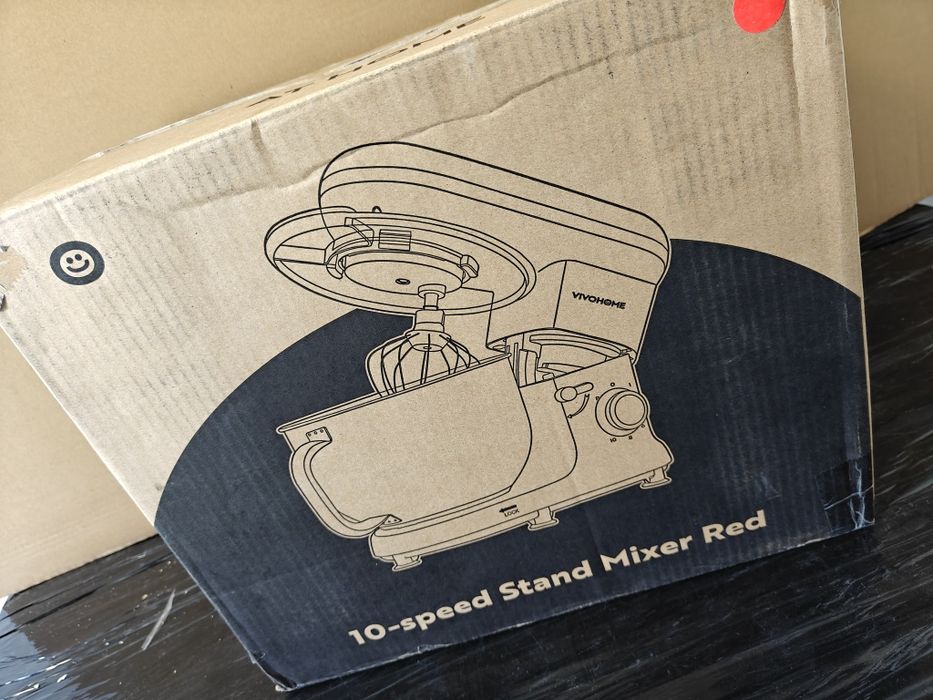 robot planetarny VIVOHOME 10-speed Stand Mixer w kolorze czerwonym.