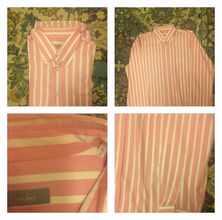 Рубашка мужская,розовая в полоску, van Jaack,XL