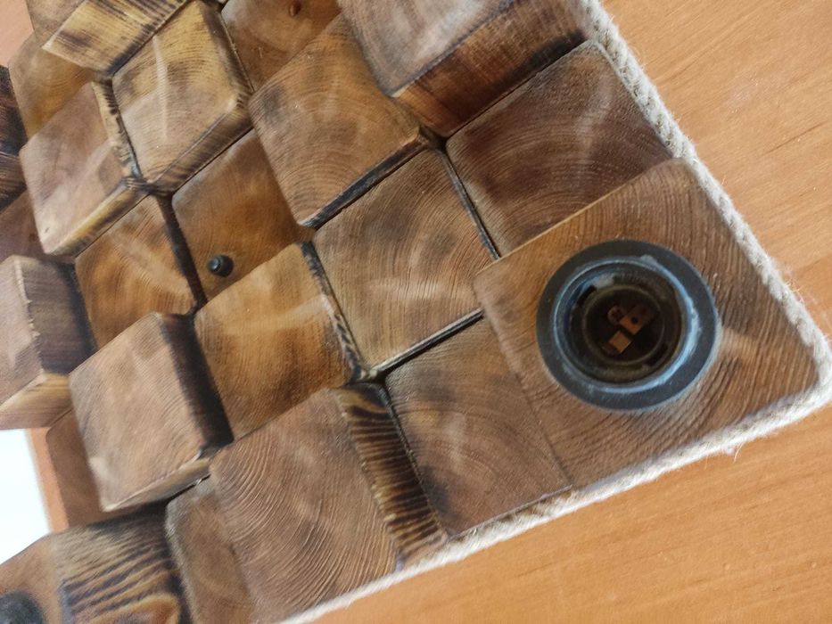 Super lampa sufitowa z litego drewna, boho, rustykalna, skandynawska.