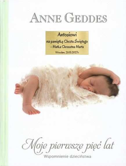 Moje Pierwsze Pięć Lat Grawer Imię Pamiątka Chrztu Anne Geddes