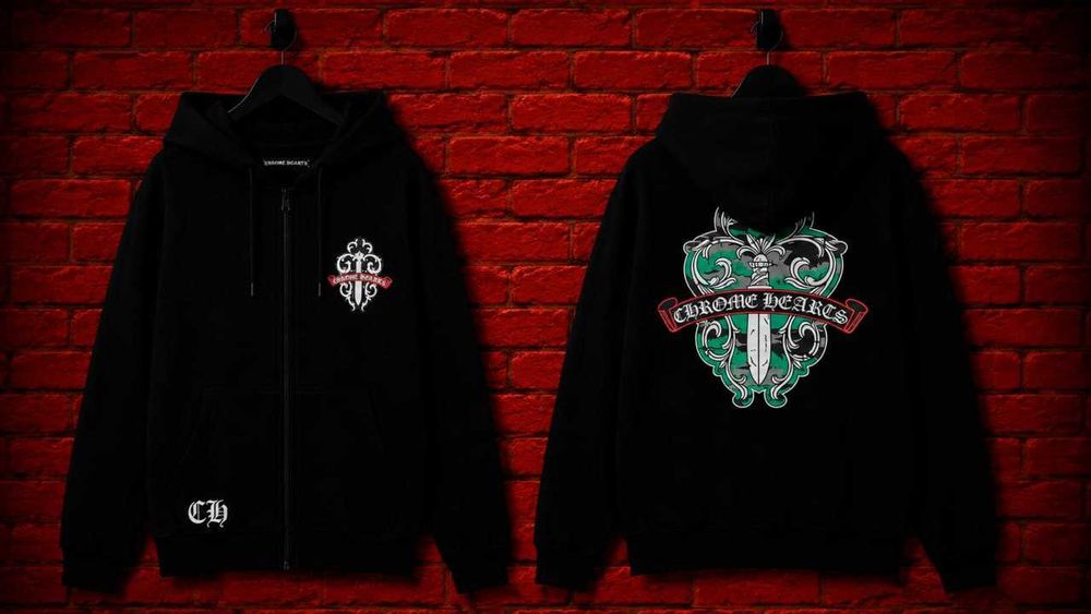 ‼️SALE‼️ Зіп худі Chrome Hearts зіпка хром хартс кофта з капюшоном чорна