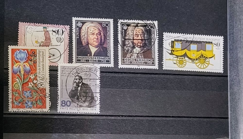 Niemieckie stemplowane znaczki z rocznika 1985