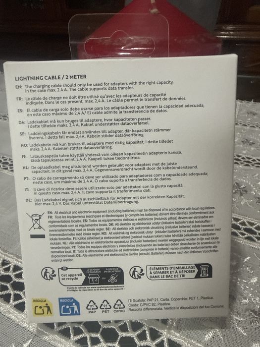 Cabo Novo  para IPhone Lightning 2.4A