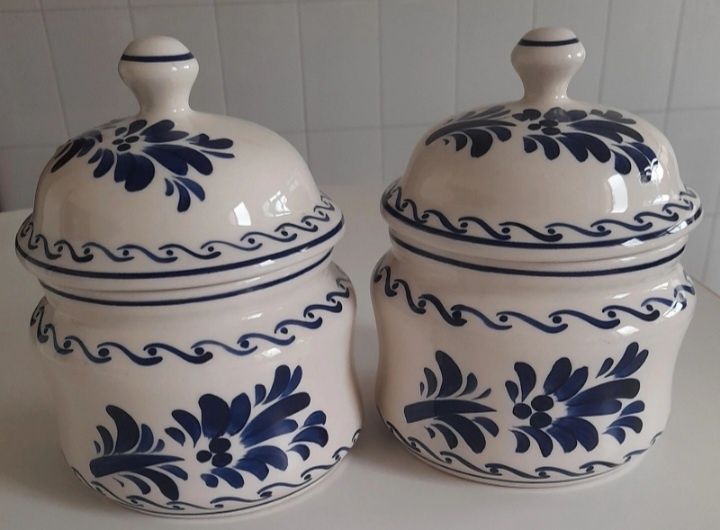 Conjunto de 5 peças de loiça de Viana pintada à mão