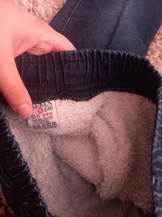 Теплі джинси штани на резинці на осінь, зиму ріст 134-140 см