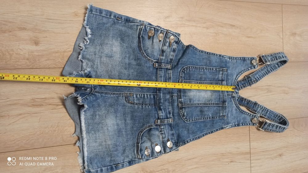 Ogrodniczki jeansowe, krótkie spodenki rozmiar S