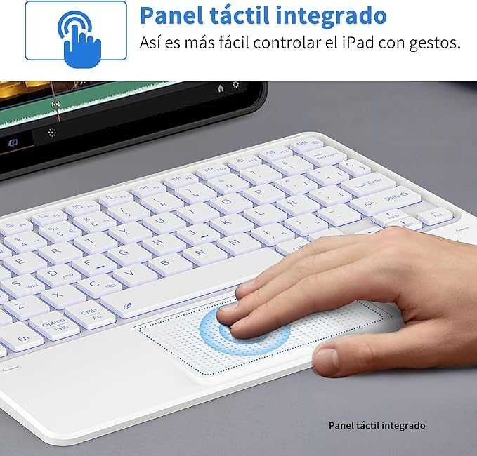 Teclado com TouchPad, Bluetooth Sem Fio de 10 Polegadas