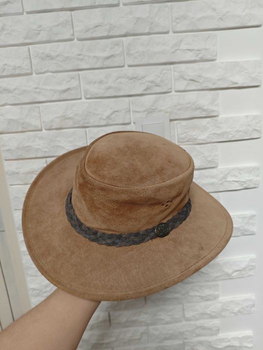 Ковбойський капелюх р. L чоловічий коричневий шкіряний шляпа мужская