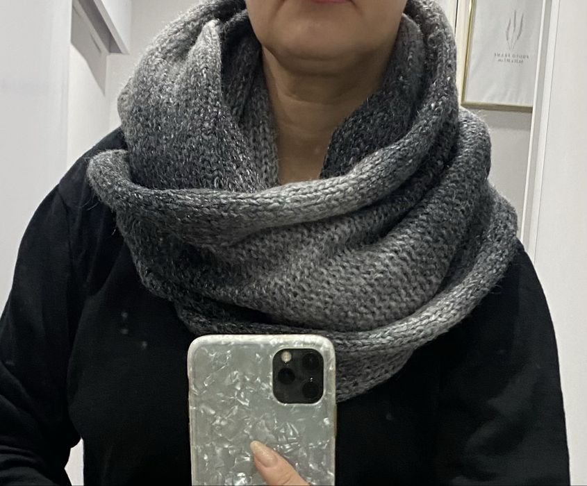 Szary grafitowy komin szal
