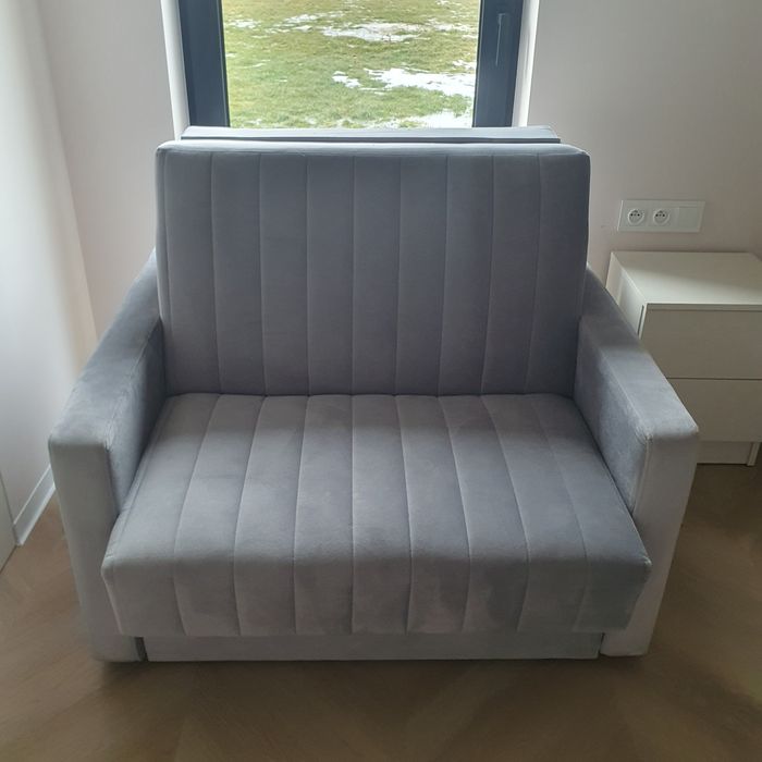 Amerykanka, kanapa, funkcja spania, kolor szary, 90 cm, z bokami 115cm