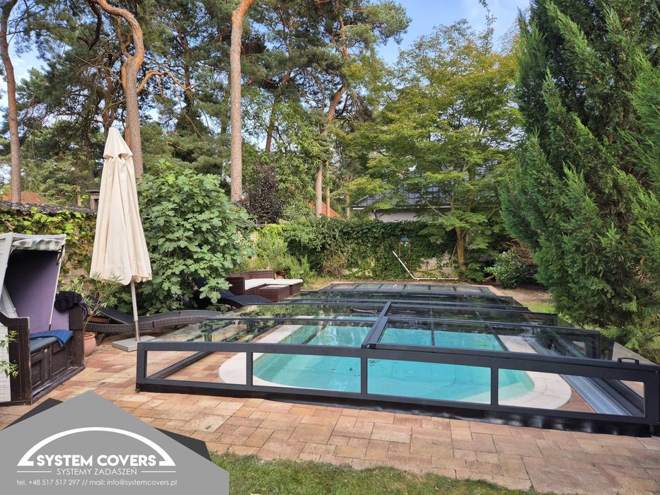 Zadaszenie basenowe basenu przykrycie 370 x 640 x 55 cm