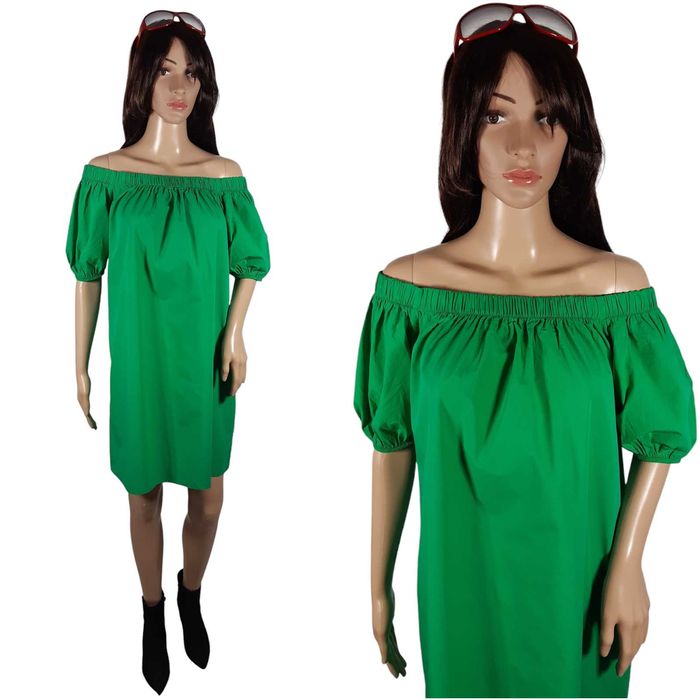 Nowa zielona sukienka carmen 38,M hiszpanka bufiaste rękawy Primark