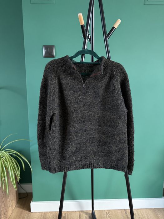 Sweter brąz wełna wool brown ciepły vintage elastyczny