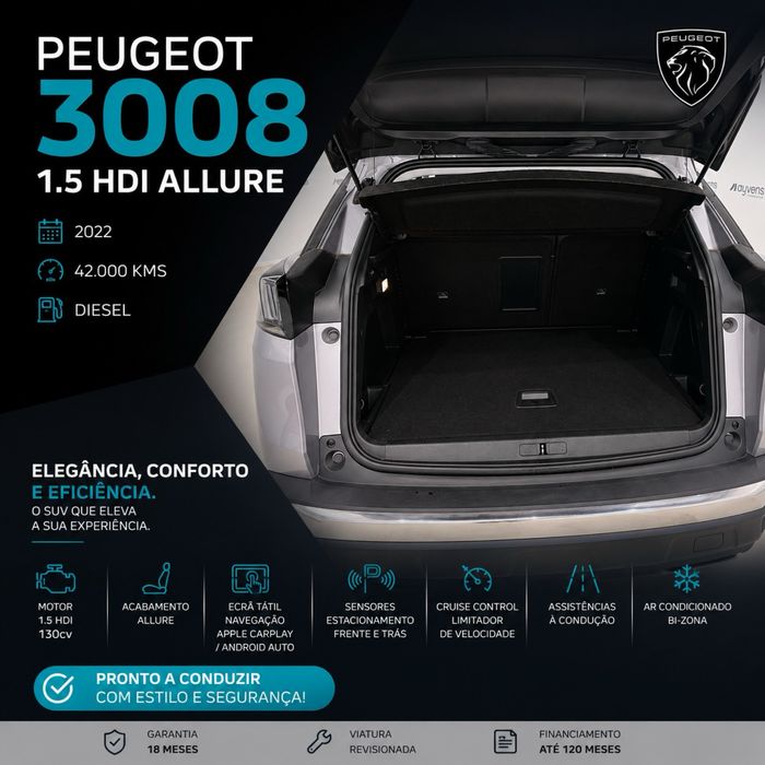 Peugeot 3008 Allure Diesel 2022 - 43000kms
