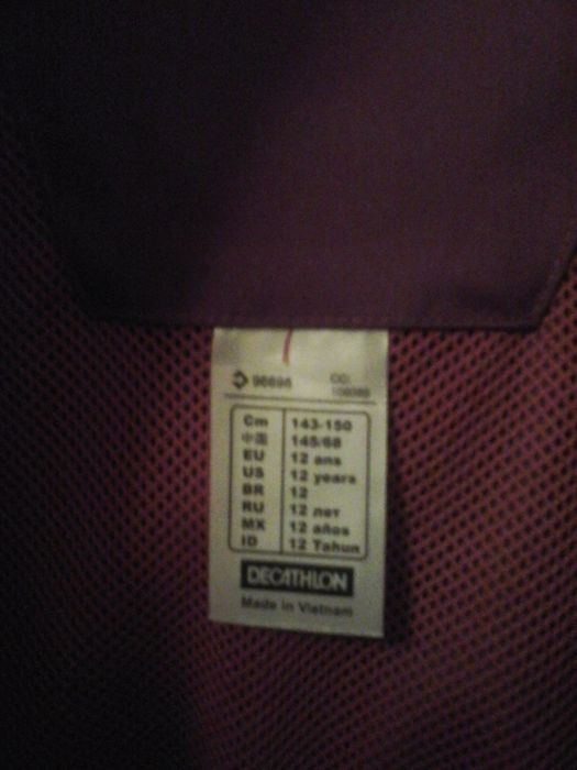 Casaco Impermeavél menina - Fuchia - tamanho 12 anos - DECHATLON