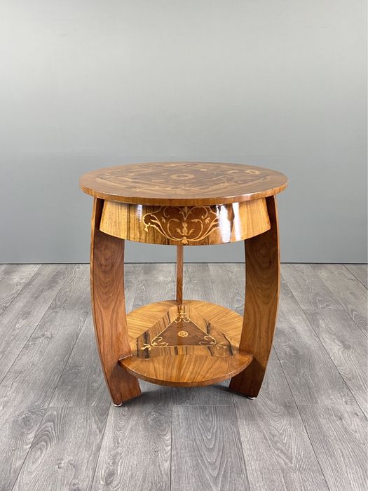 Вінтжаний журнальний столик дерево маркетрі