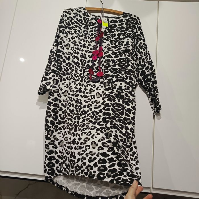 Nowa z metka Sukienka tunika w panterkę 44 Polska produkcja